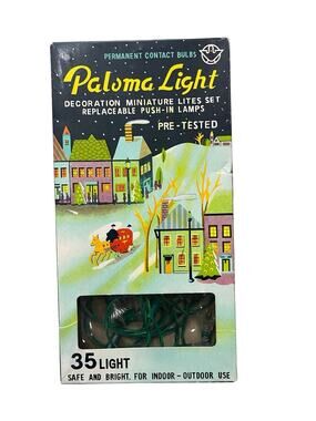 Vtg Paloma Christmas Lights Miniature Working Box Indoor Outdoor 35 White